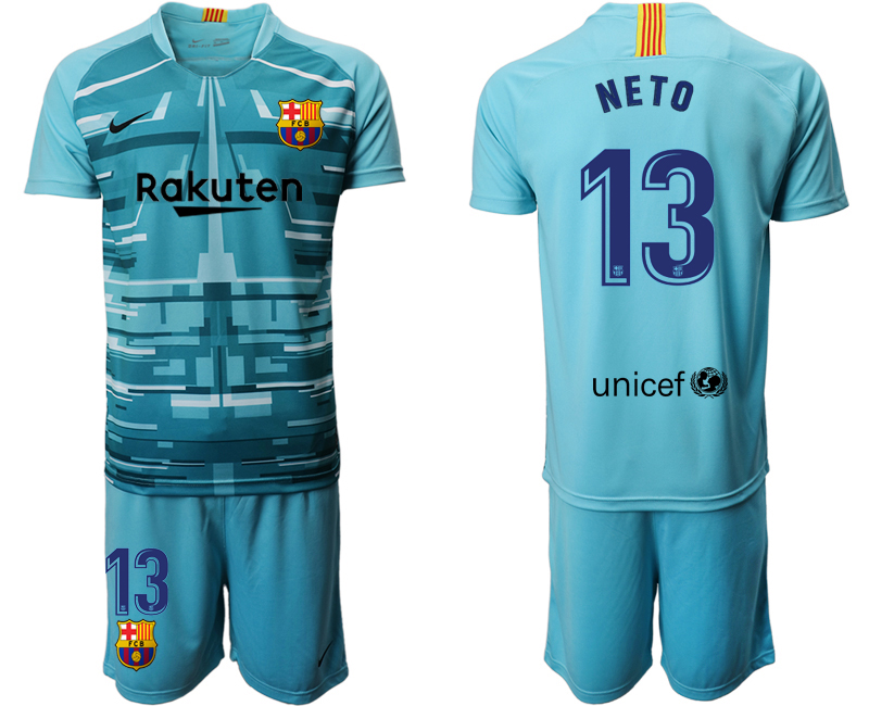 Men 2020-2021 club Barcelona blue goalkeeper #13 Soccer Jerseys->barcelona jersey->Soccer Club Jersey